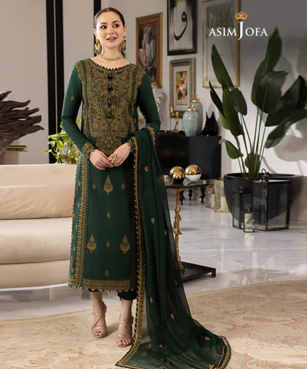 Asim Jofa Lawn 3PC Embroidered Shirt with Chiffon Embroidered Dupatta – ZC1034