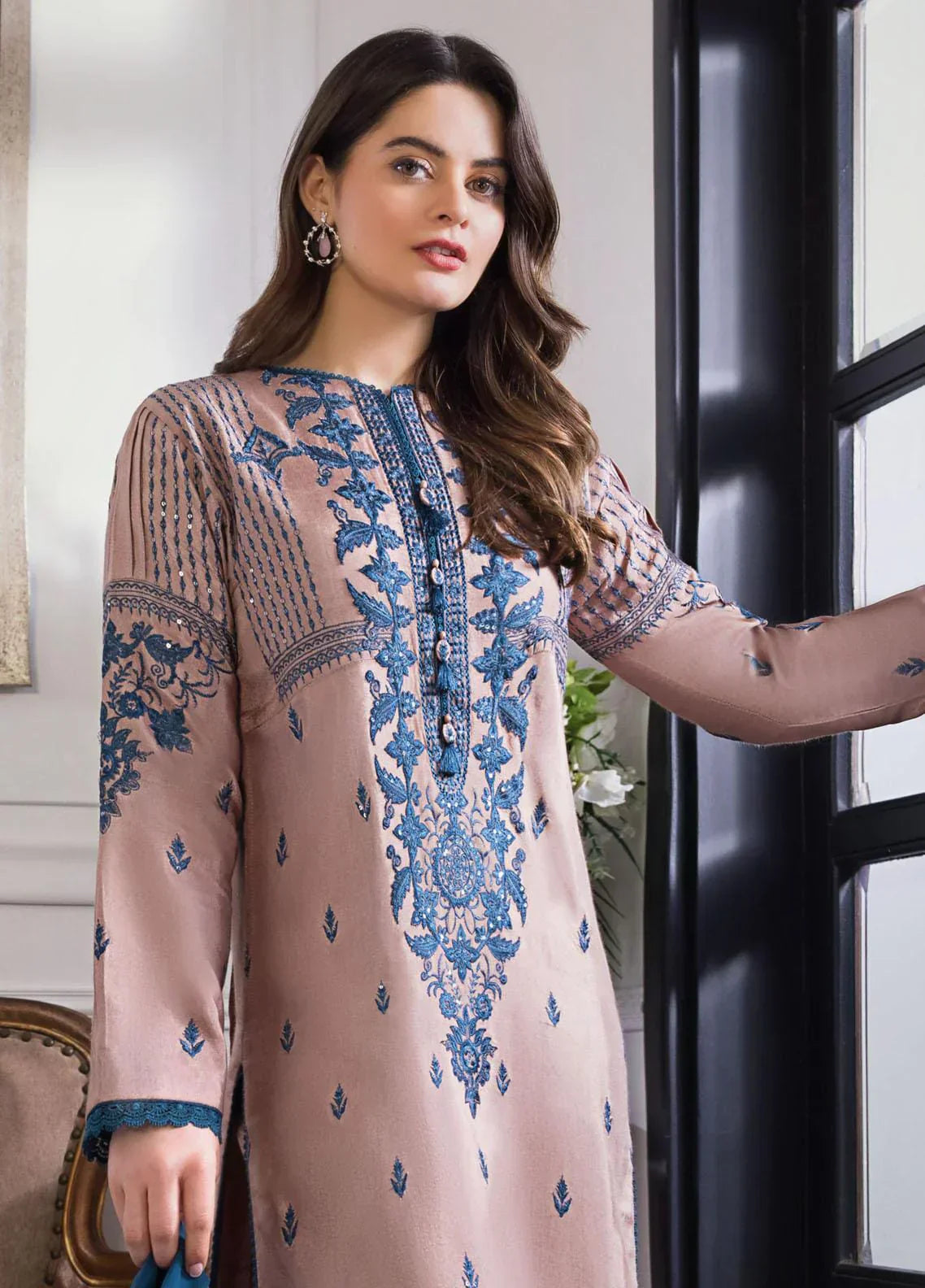 Dhanak 3PC Embroidered Shirt with Chiffon Dupatta – ZC142