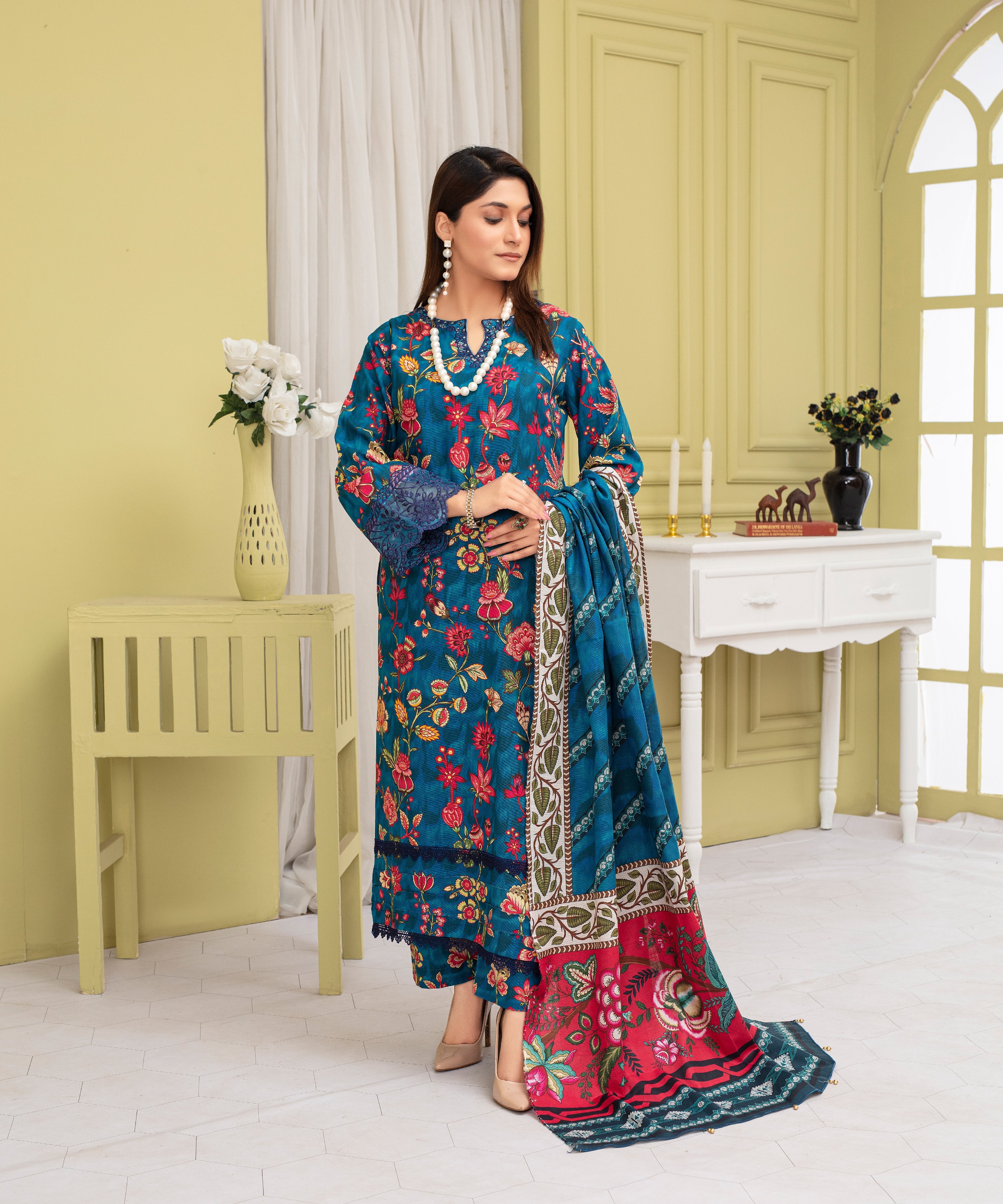 Creation Khaddar 3PC with Khaddar Printed Shirt & Trouser – ZC905