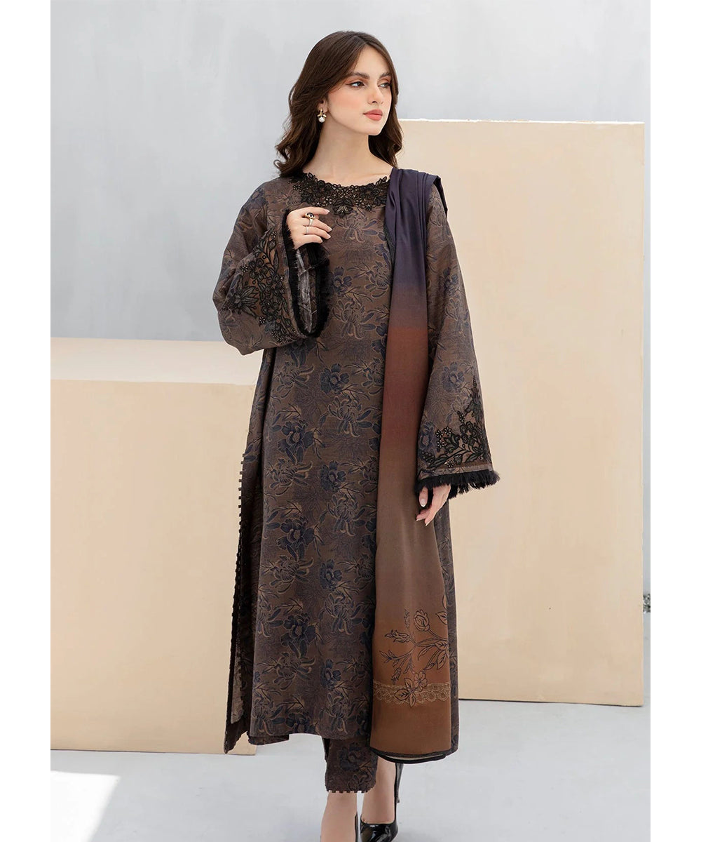 Baroque 3PC Karandi Printed Shirt with Karandi Printed Dupatta and Trouser – ZC804