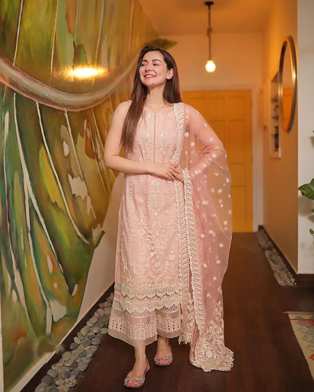 Faiza Saqlain Lawn 3PC Embroidered with Organza Embroidered Dupatta – ZC1049