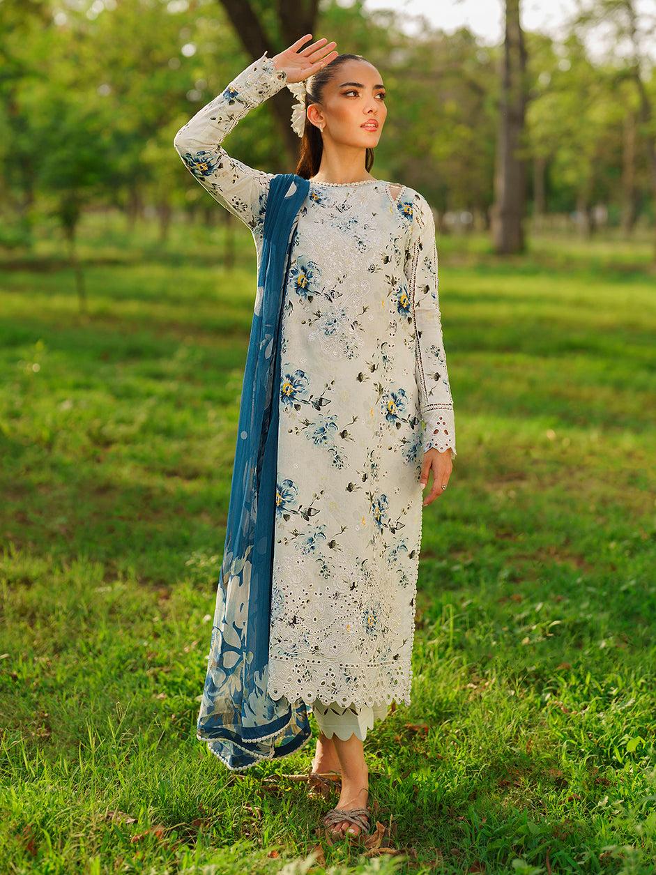 3PC Printed Lawn Shirt with Voile Printed Dupatta – ZC1546