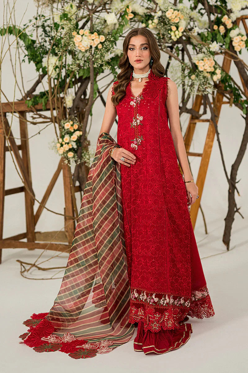MUSHQ Dhanak 3PC Chikankari Embroidered with Digital Printed Organza Dupatta – ZC111