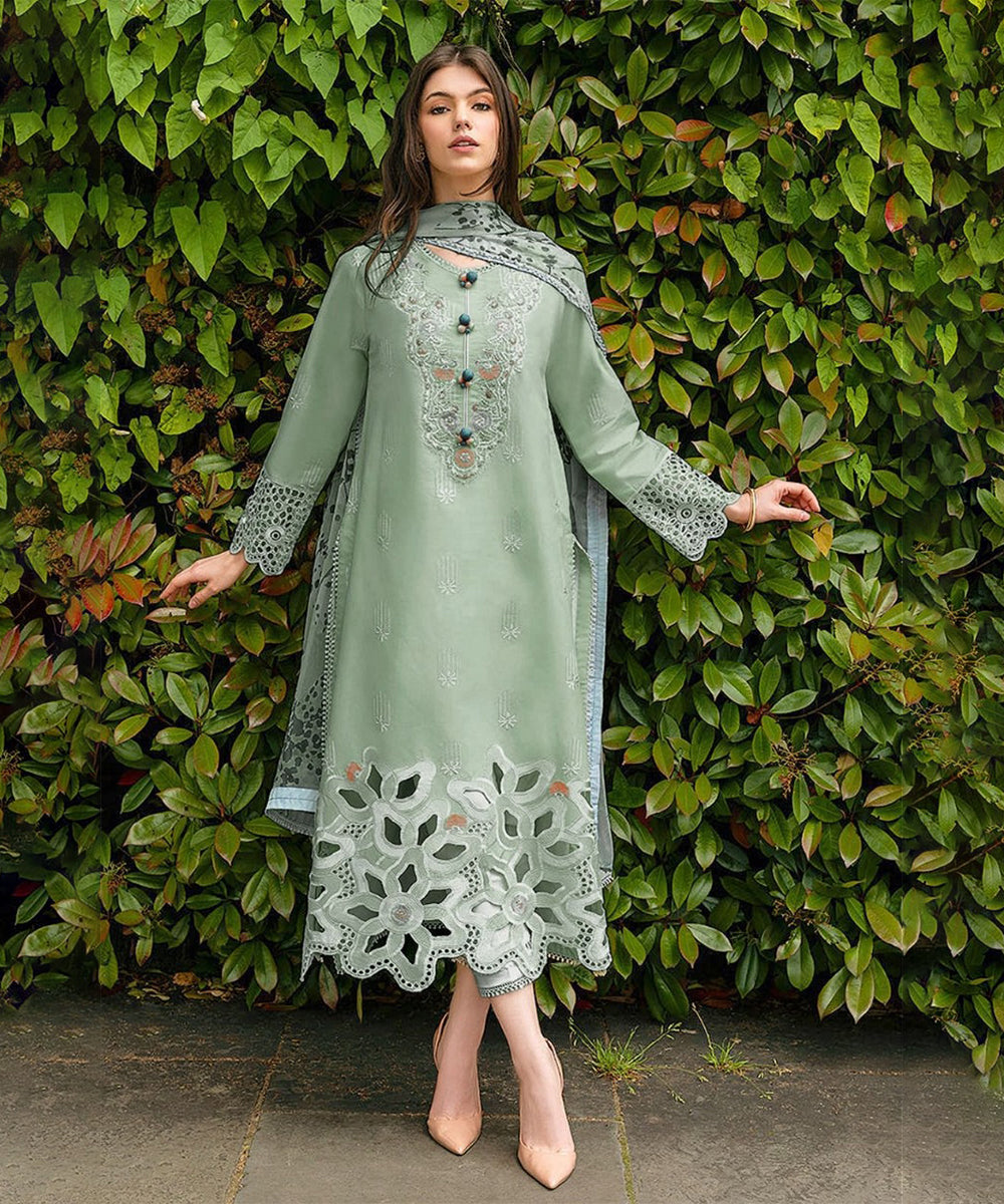 Dhanak 3PC Embroidered Shirt with Digital Printed Wool Shawl – ZC3232