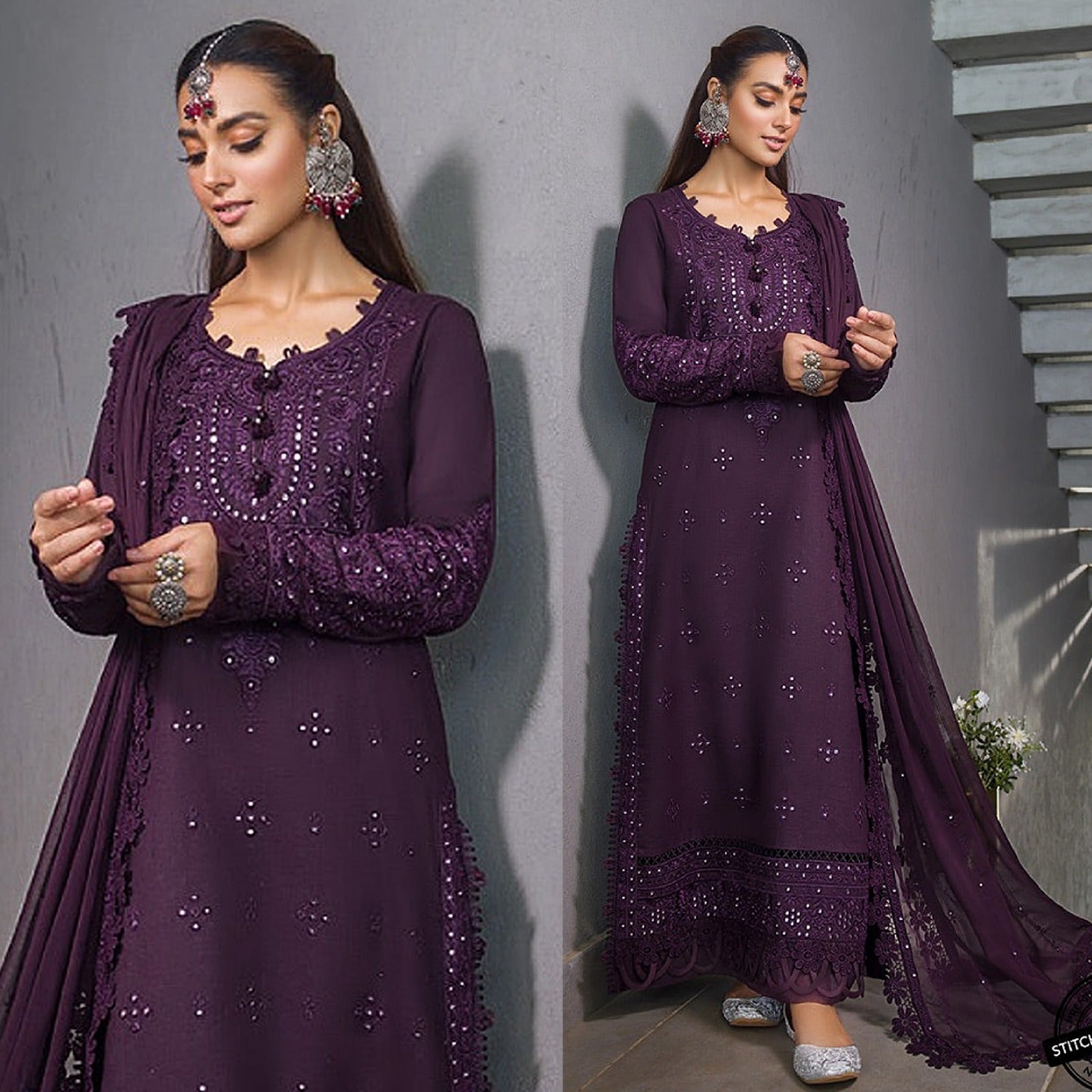 Linen Luxe 3PC Embroidered Shirt with Chiffon Dupatta – ZC268