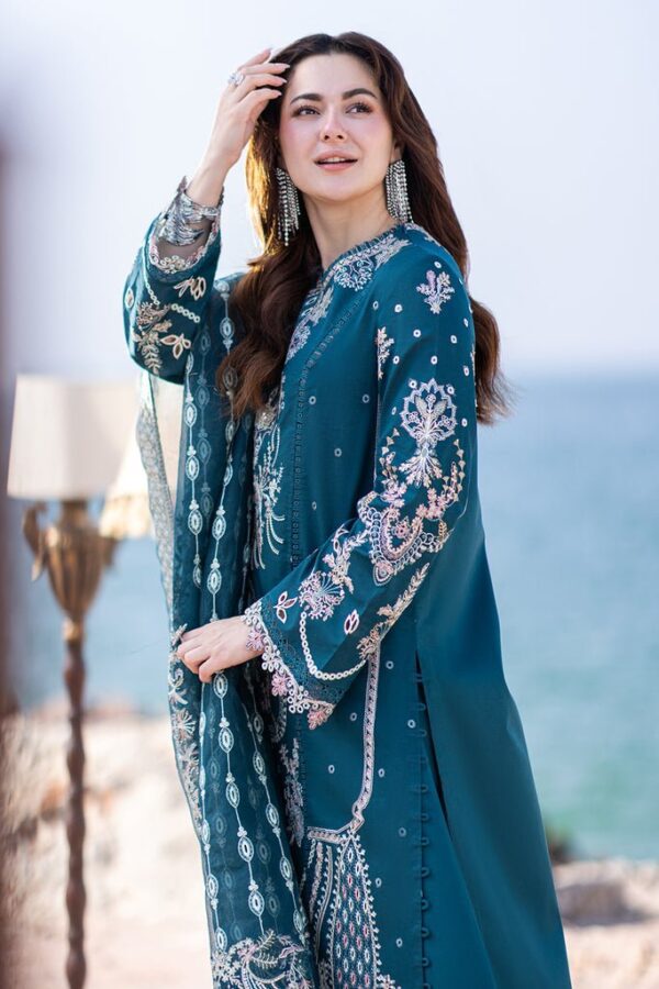 Lawn 3PC Embroidered Shirt with Organza Embroidered Dupatta – ZC1413