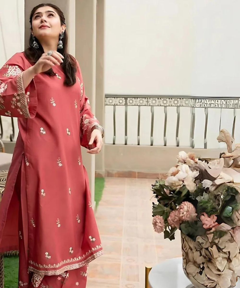 URGE 2PC Dhanak Embroidered Shirt & Trouser – ZC661