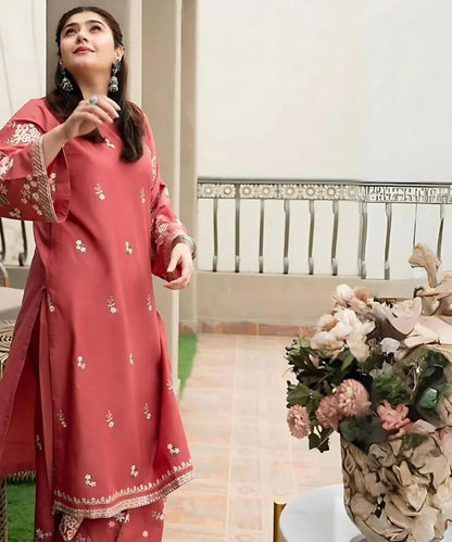 URGE 2PC Dhanak Embroidered Shirt & Trouser – ZC661