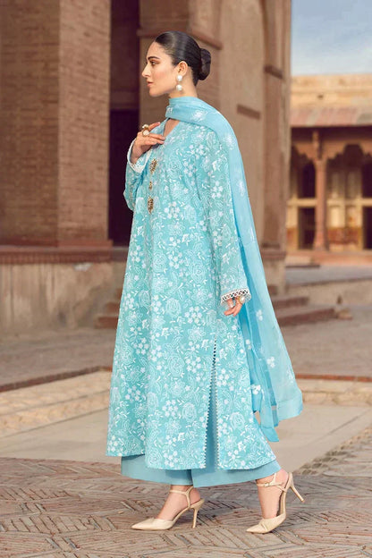 Bareeze Linen 3PC Embroidered Suit with Chiffon Dupatta – ZC674