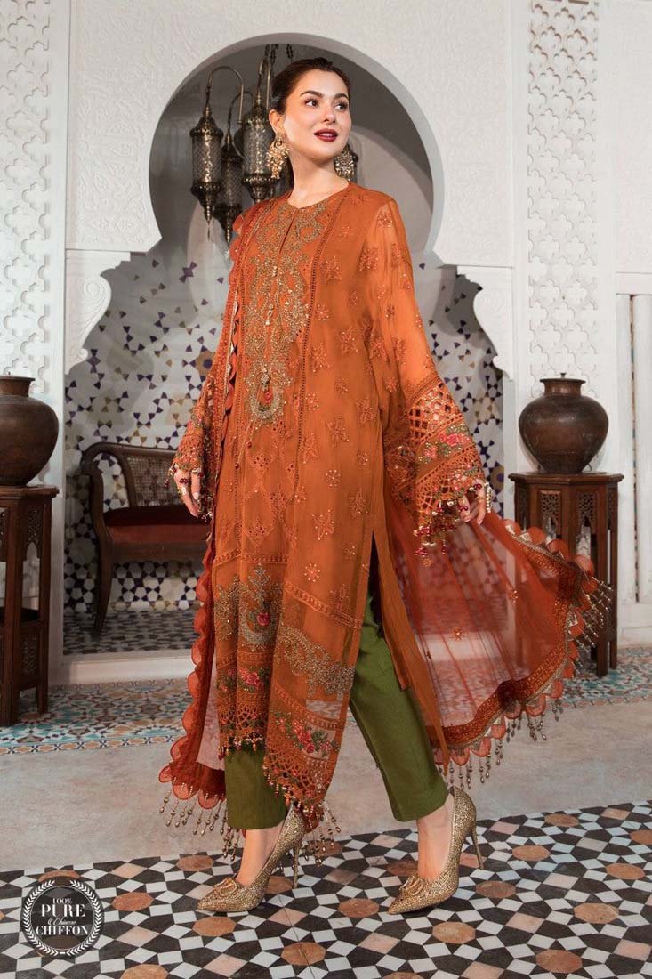 Dhanak 3PC Embroidered Shirt with Chiffon Embroidered Dupatta – ZC411