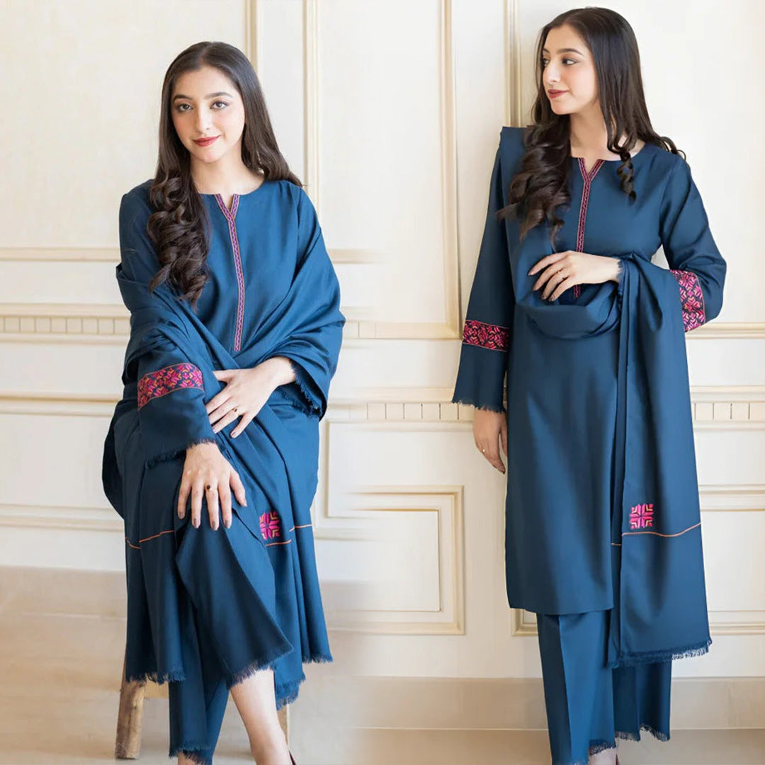 Aisling Dhanak 3PC Embroidered Suit with Embroidered Dhanak Dupatta – ZC615