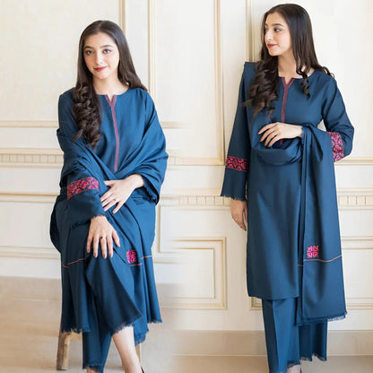 Aisling Dhanak 3PC Embroidered Suit with Embroidered Dhanak Dupatta – ZC615