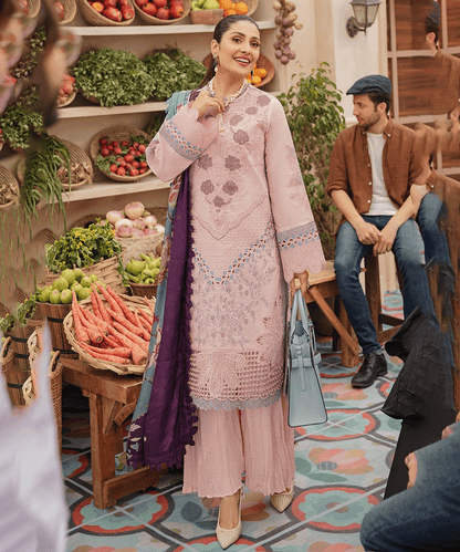 Dhanak 3PC Embroidered Shirt with Digital Printed Wool Shawl – ZC3245