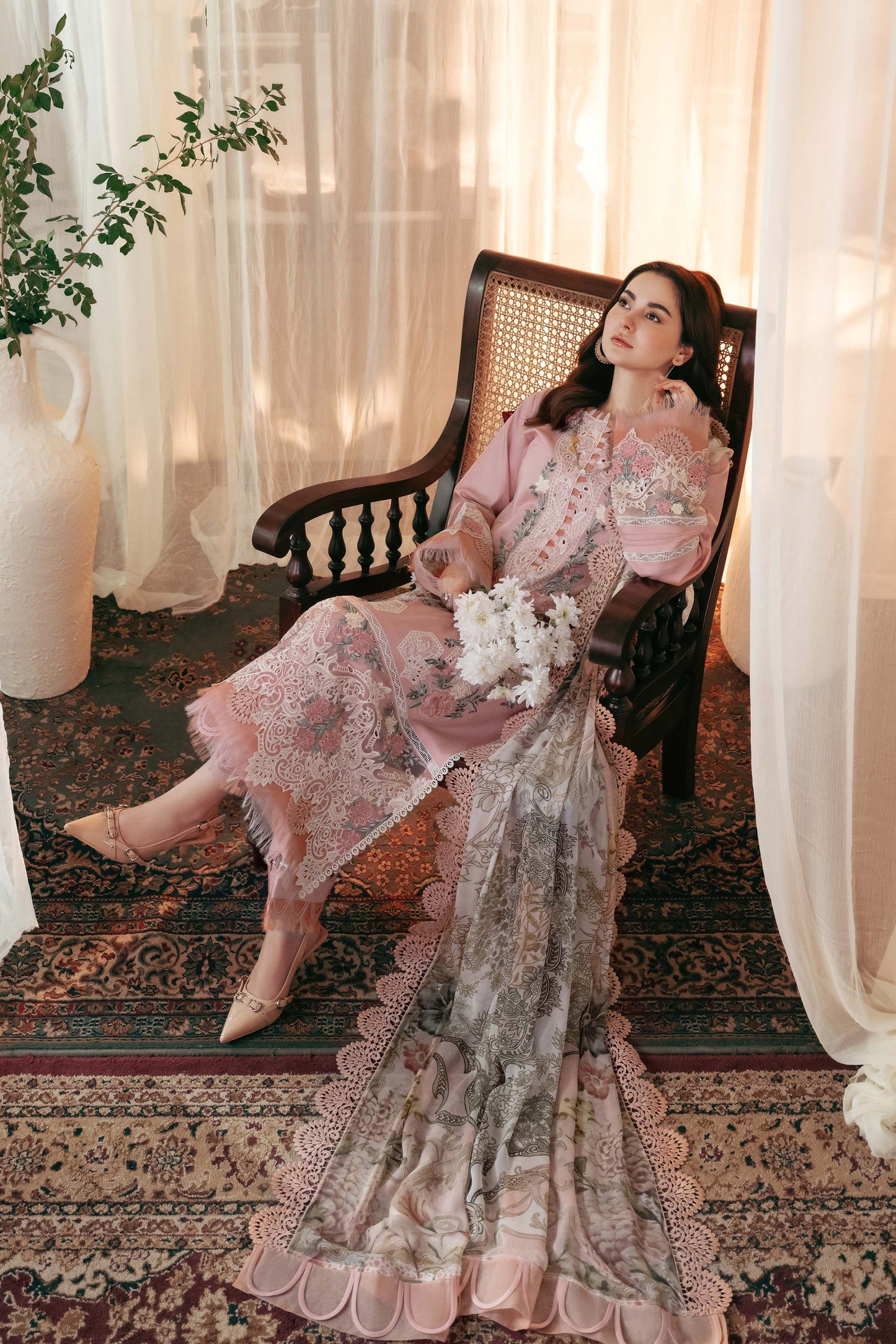 Dhanak 3PC Embroidered Shirt with Digital Printed Wool Shawl – ZC3402