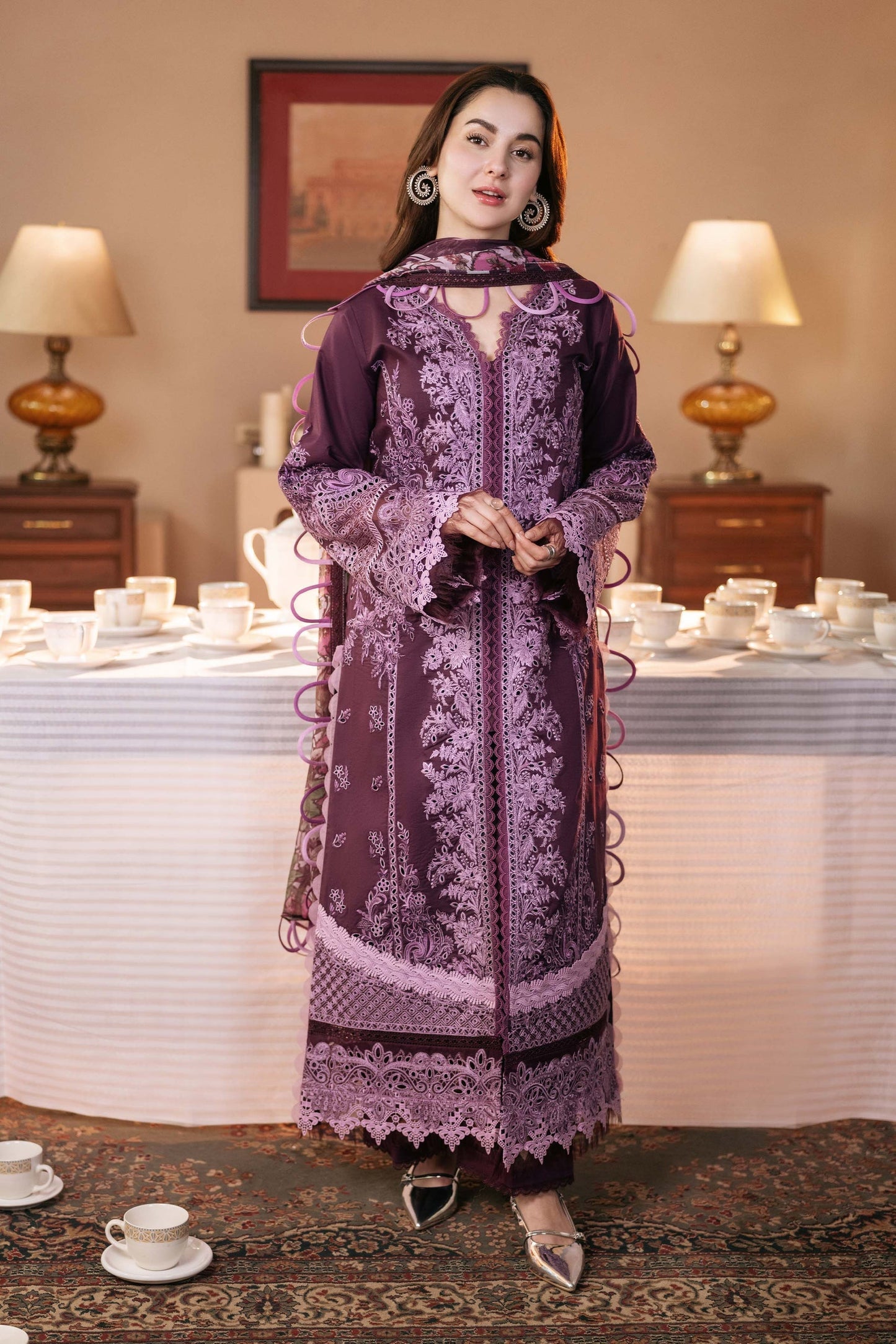 Lawn 3PC Embroidered Shirt with Digital Printed Jacquard Dupatta – ZC1429