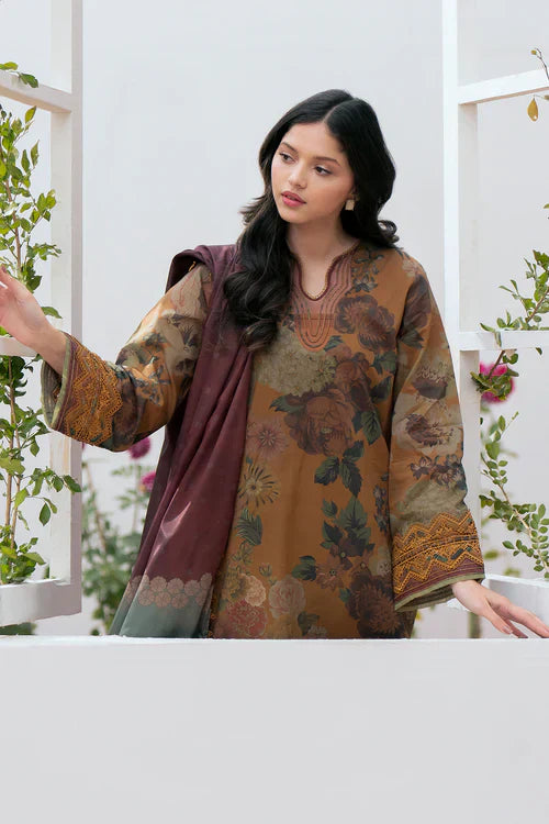Baroque 3PC Karandi Printed Shirt with Karandi Printed Dupatta and Trouser – ZC813