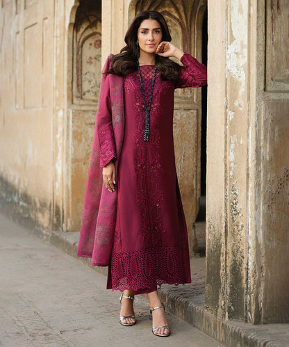 Lawn 3PC Embroidered Shirt with Organza Digital Printed Dupatta – ZC1412