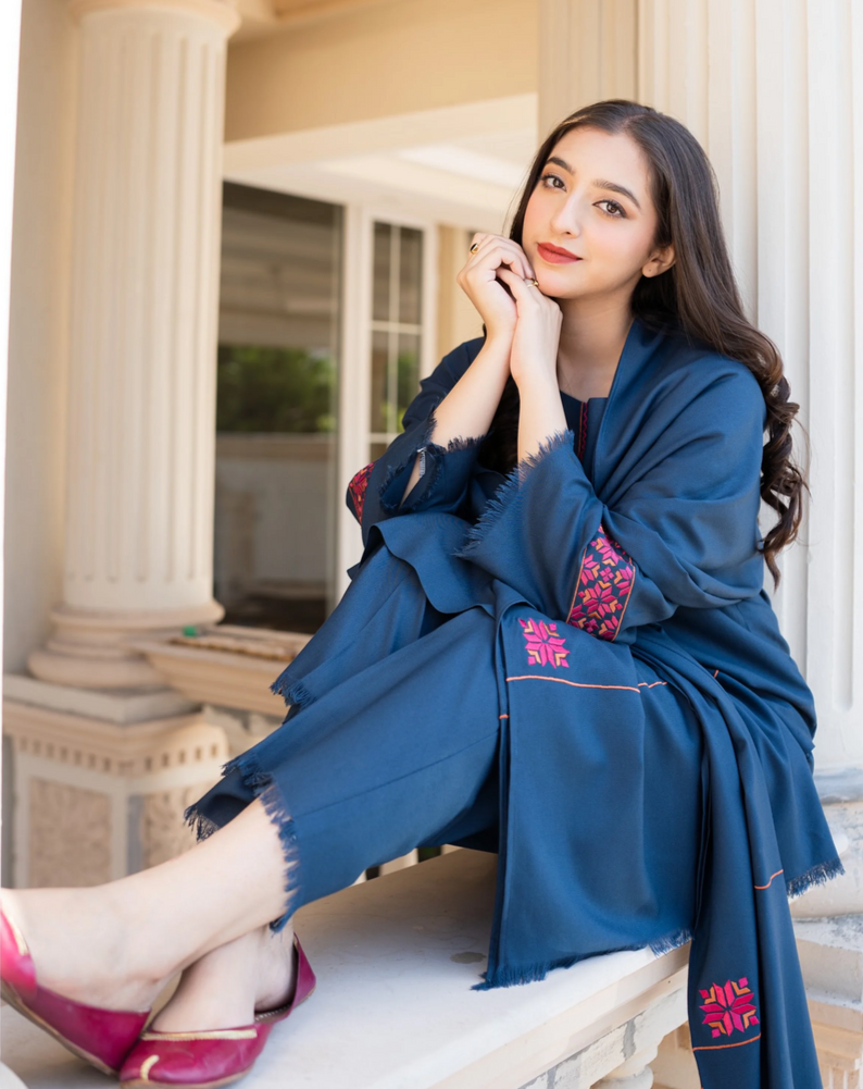 Aisling Dhanak 3PC Embroidered Suit with Embroidered Dhanak Dupatta – ZC615