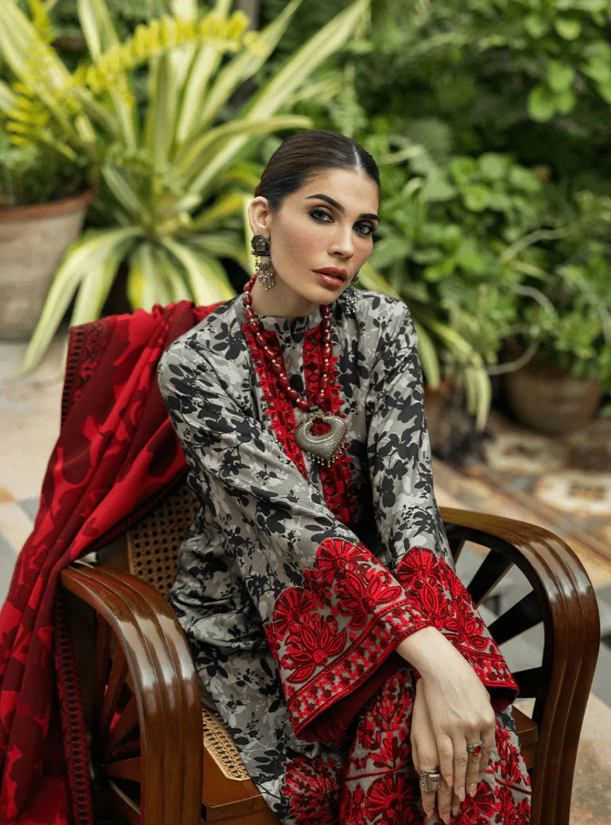 3PC Karandi Printed Shirt with Karandi Printed Dupatta and Trouser – ZC1710
