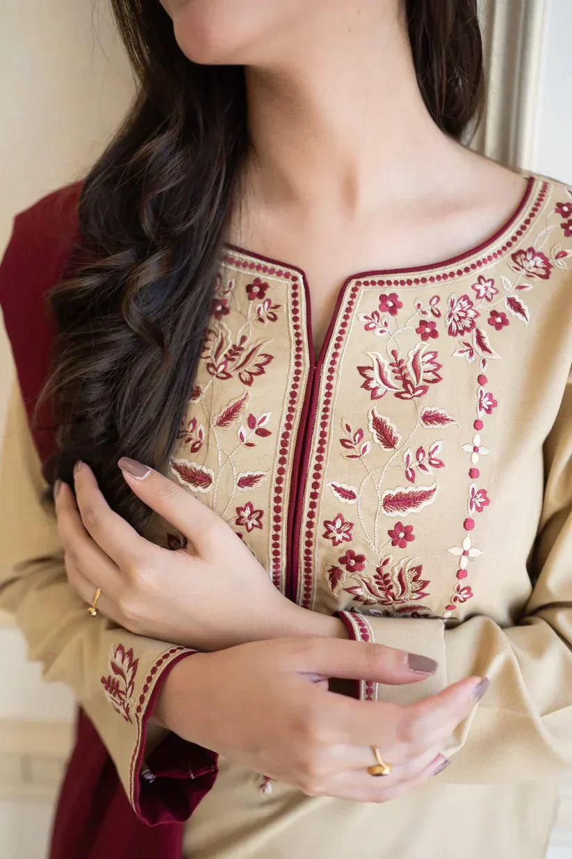 Dhanak Luxe 3PC Embroidered Unstitched Dress – ZC616