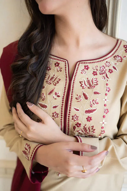 Dhanak Luxe 3PC Embroidered Unstitched Dress – ZC616
