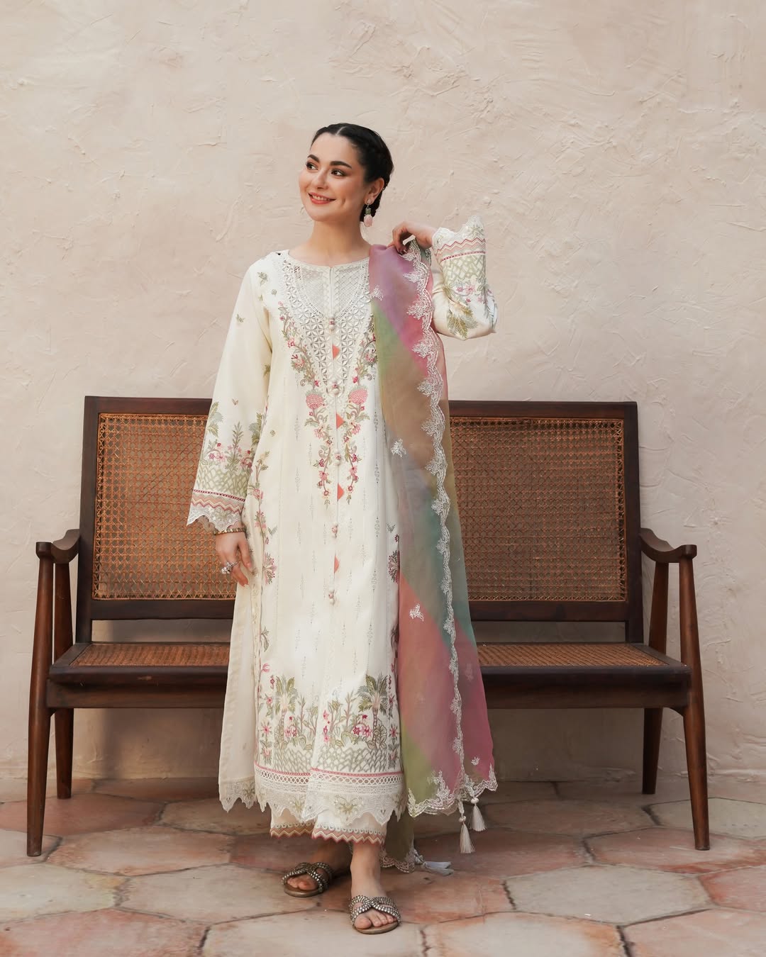 Dhanak 3PC Embroidered Shirt with Digital Printed & Embroidered Organza Dupatta – ZC3372