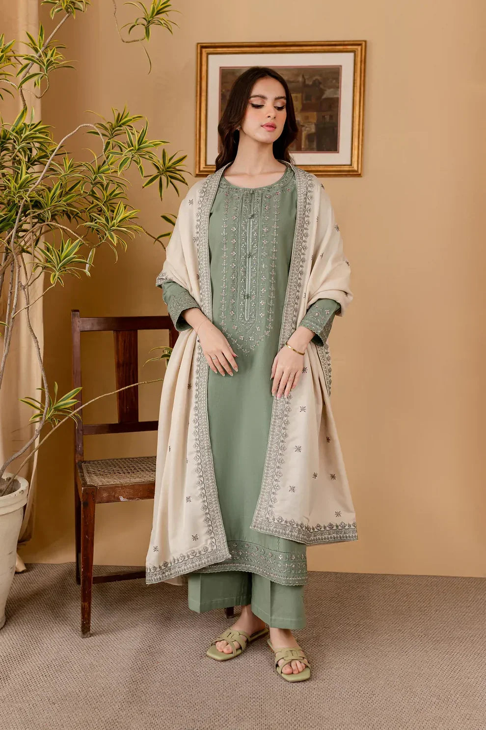 Batik 3PC Lawn Embroidered Shirt with Lawn Embroidered Dupatta – ZC1059