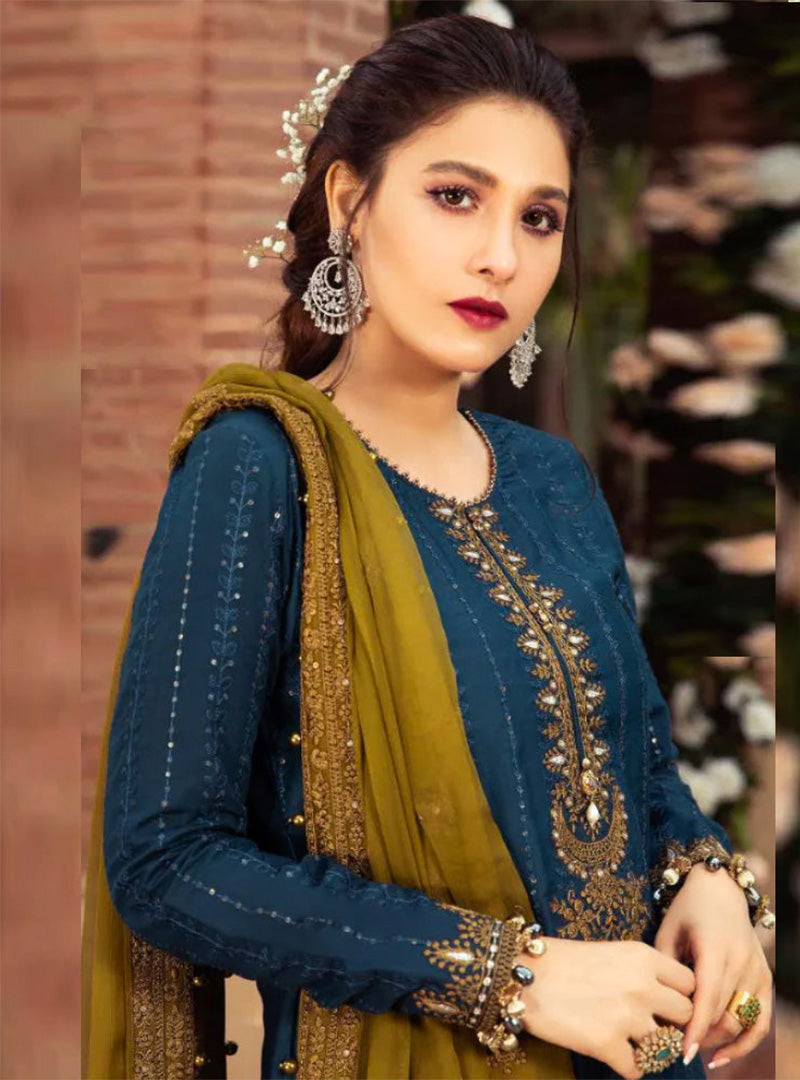 Linen Luxe 3PC Embroidered Shirt with Chiffon Dupatta – ZC983