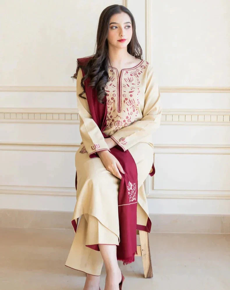 Dhanak Luxe 3PC Embroidered Unstitched Dress – ZC616