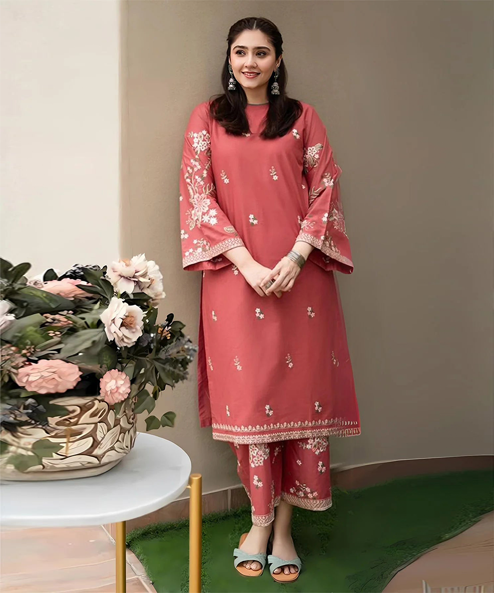 URGE 2PC Dhanak Embroidered Shirt & Trouser – ZC661