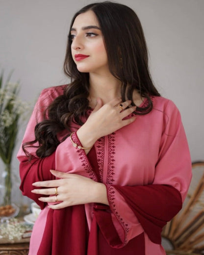 Dhanak Luxe 3PC Embroidered Unstitched Dress – ZC617