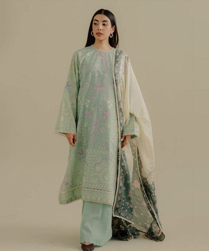 Lawn 3PC Embroidered Shirt with Digital Printed Jacquard Dupatta – ZC1388