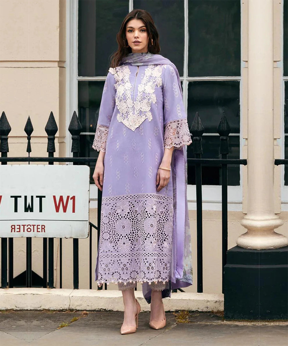 MUSHQ Dhanak 3PC Chikankari Embroidered Suit with Pashmina Wool Shawl – ZC117