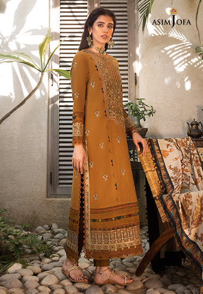 Dhanak-3PC Embroidered Shirt with Digital Printed Wool Shawl - 3572