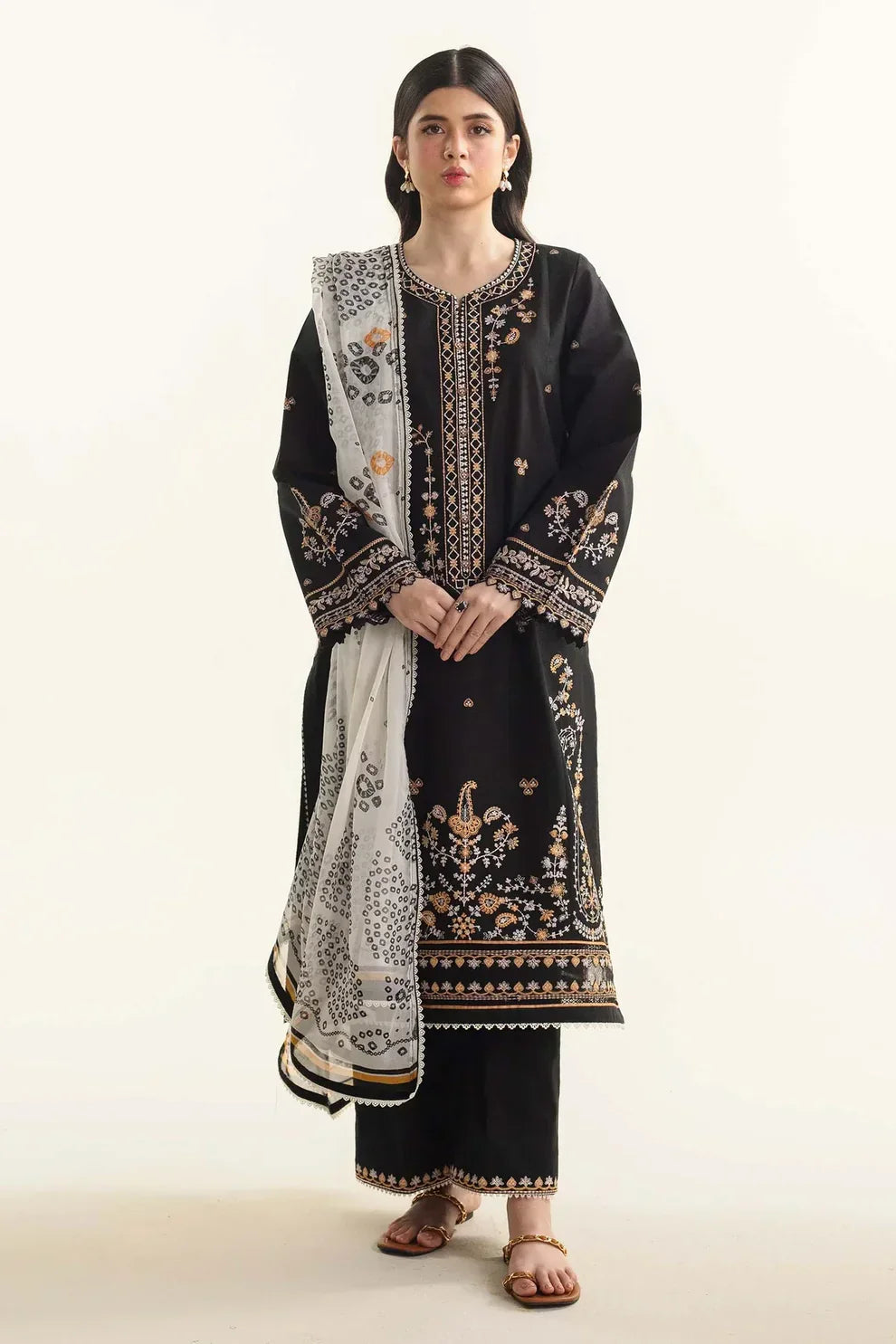 Zara Shahjahan 3PC Lawn Embroidered Shirt with Printed Dupatta – ZC490