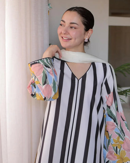 LULUSAR Luxe Silk 3PC Digital Printed Unstitched Dress – ZC865