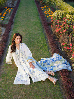 Dhanak-3PC Embroidered Shirt with Digital Printed Wool Shawl -3347