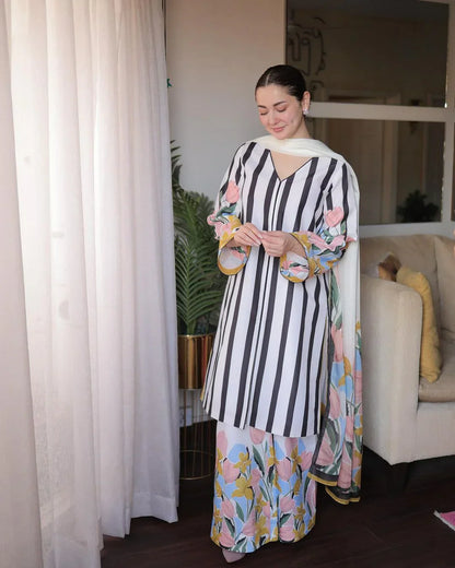 LULUSAR Luxe Silk 3PC Digital Printed Unstitched Dress – ZC865