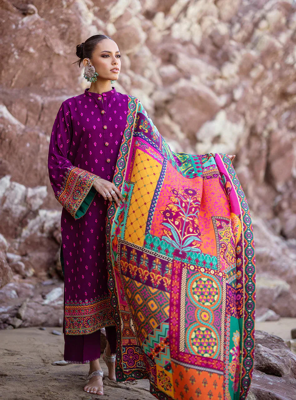 Zainab Chottani 3PC Dhanak Embroidered Shirt with Printed Dupatta – ZC681