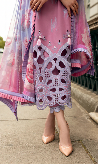 Dhanak-3PC Embroidered Shirt with Digital Printed Wool Shawl - 662