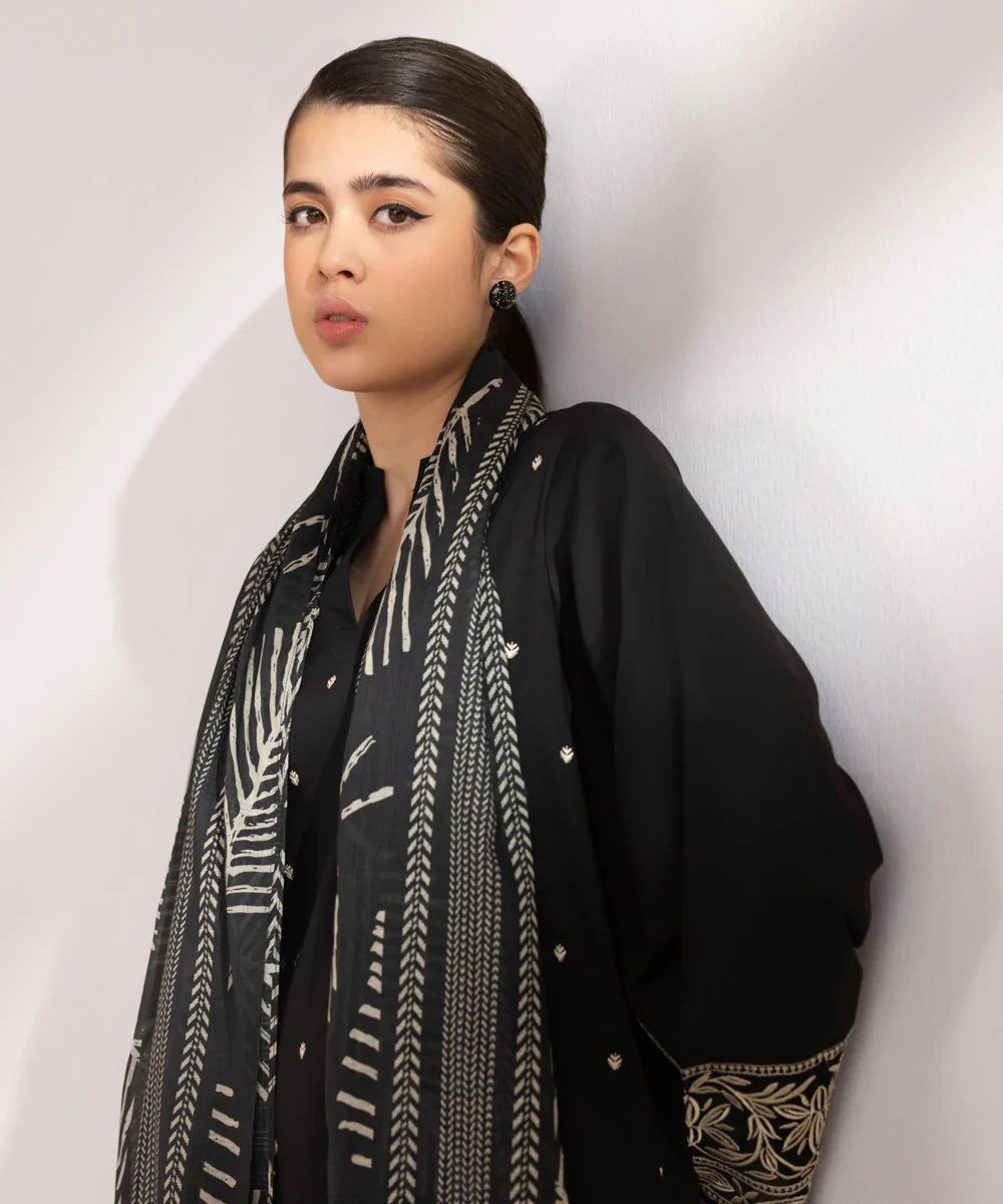 Dhanak 3PC Embroidered Shirt with Digital Printed Wool Shawl – ZC3121