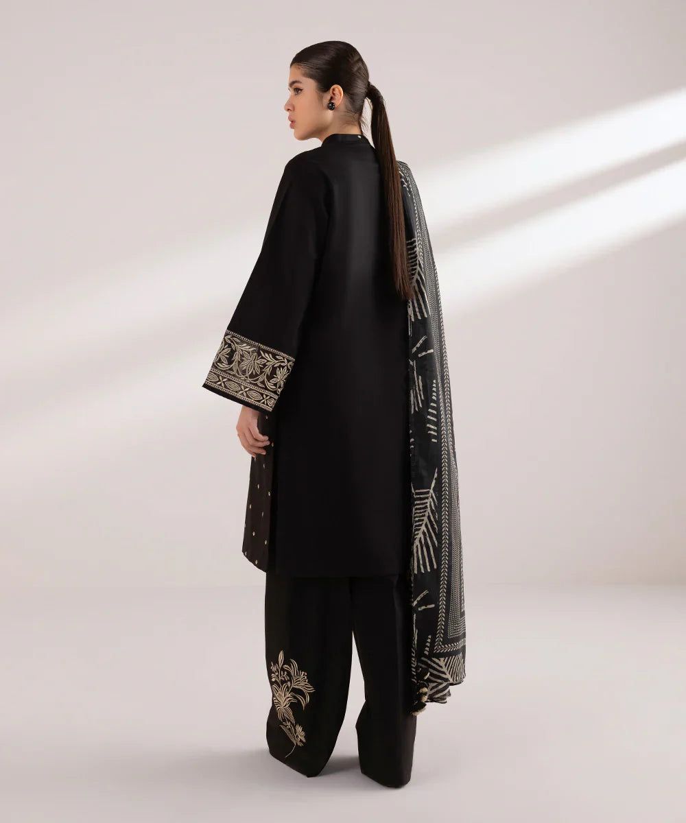 Dhanak 3PC Embroidered Shirt with Digital Printed Wool Shawl – ZC3121