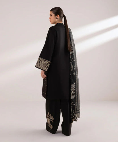 Dhanak 3PC Embroidered Shirt with Digital Printed Wool Shawl – ZC3121