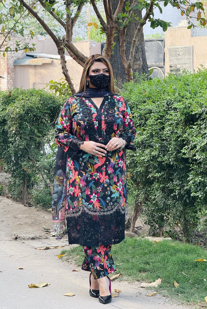 3PC Karandi Printed Shirt with Karandi Printed Dupatta and Trouser – ZC1707