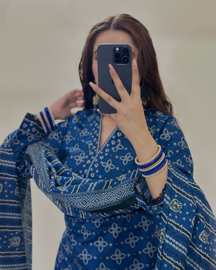 KHADDAR-3PC WITH KHADDAR PRINTED SHIRT & TROUSER-932