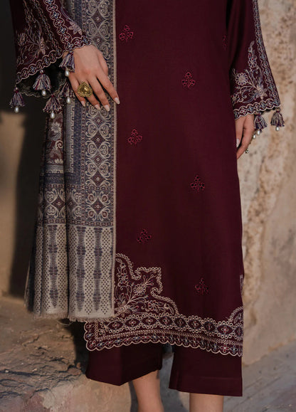Dhanak-3PC Embroidered Shirt with Digital Printed Wool Shawl - 3537