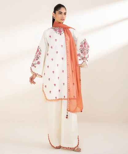 Lawn 3PC Embroidered Shirt with Chiffon Dupatta – ZC1297