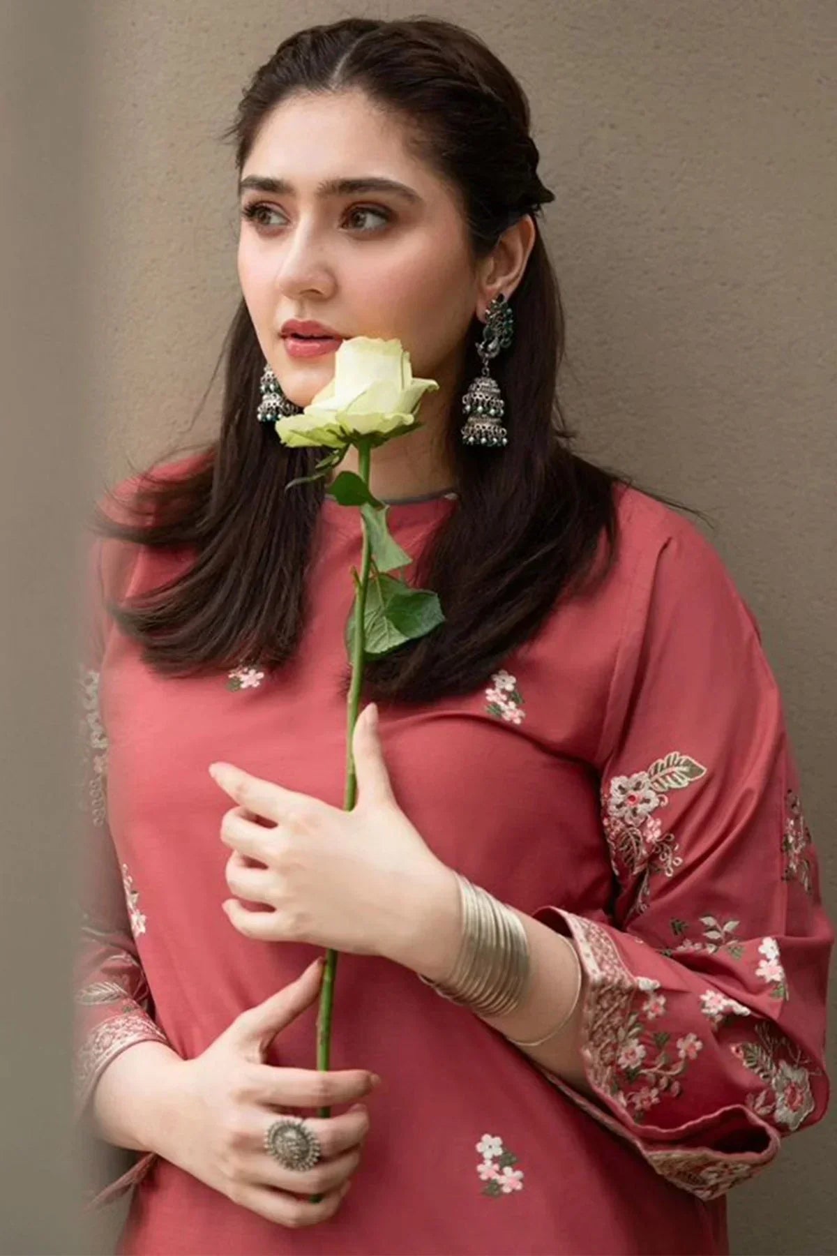 URGE 2PC Dhanak Embroidered Shirt & Trouser – ZC661