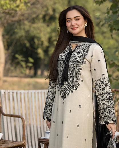 Lawn 3PC Embroidered Shirt with Organza Embroidered Dupatta – ZC1354