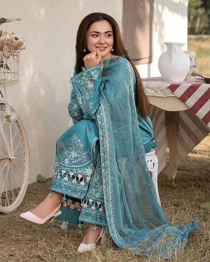 Dhanak 3PC Embroidered Shirt with Chiffon Embroidered Dupatta – ZC3276